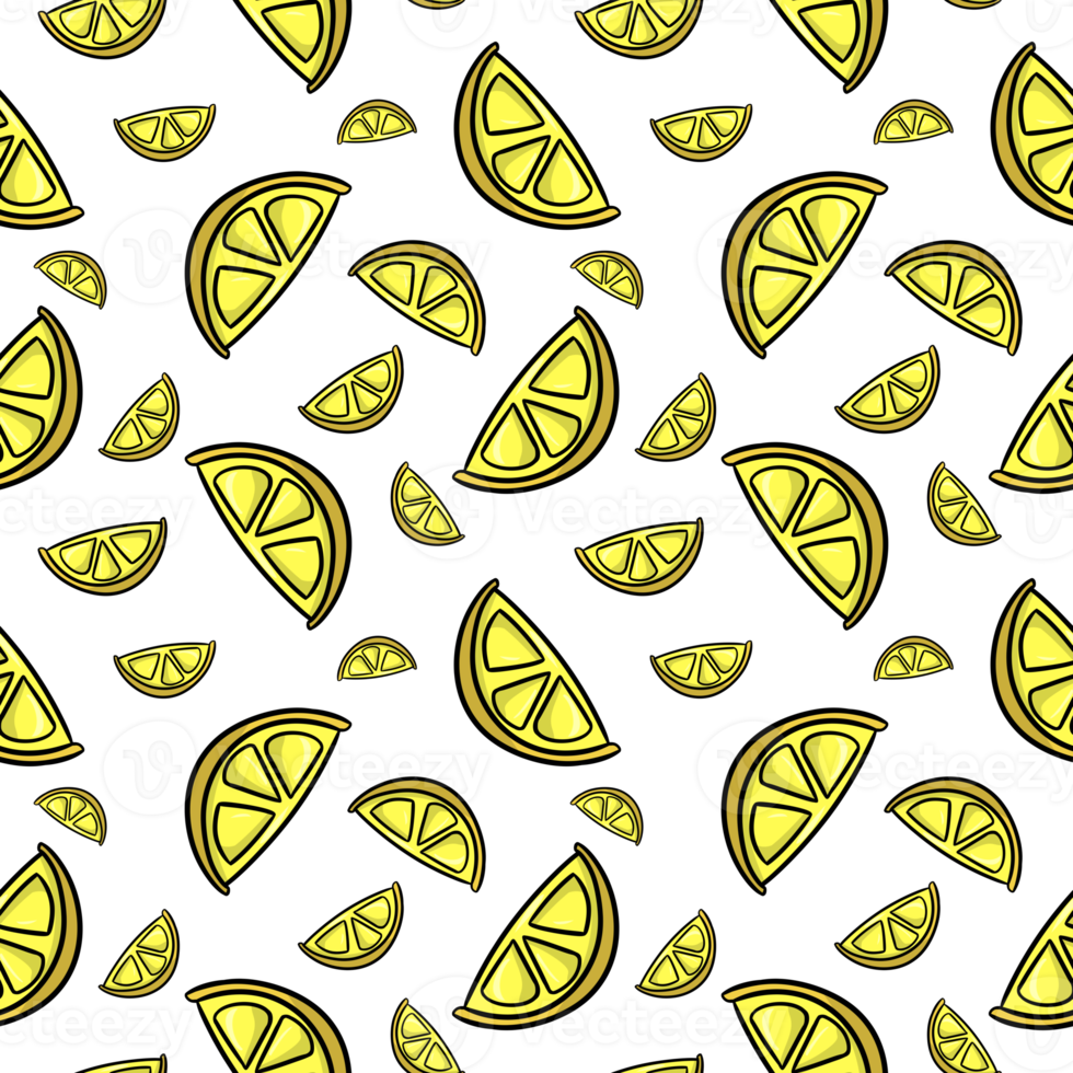 Bright yellow lemon slice, seamless square pattern png