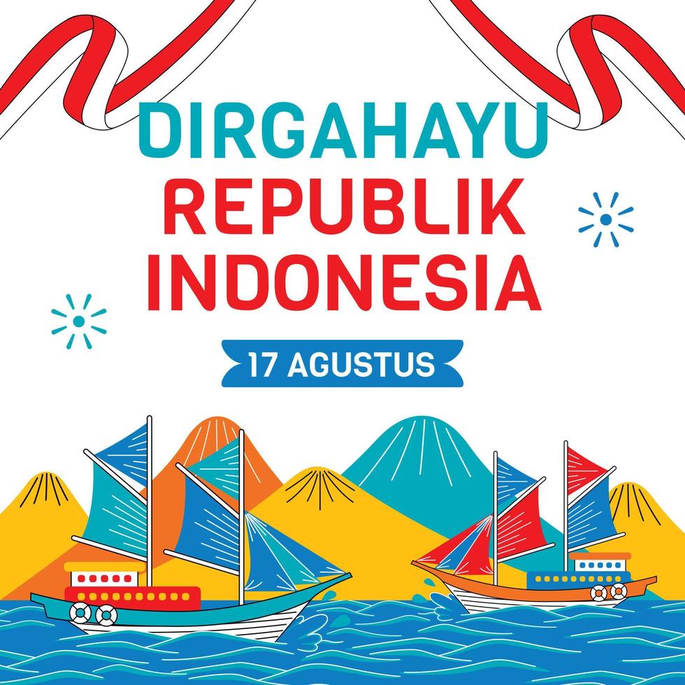 día de la independencia de indonesia con ilustración de viaje vector