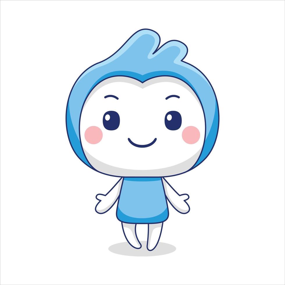 cute blue mascot character in flat design style vector