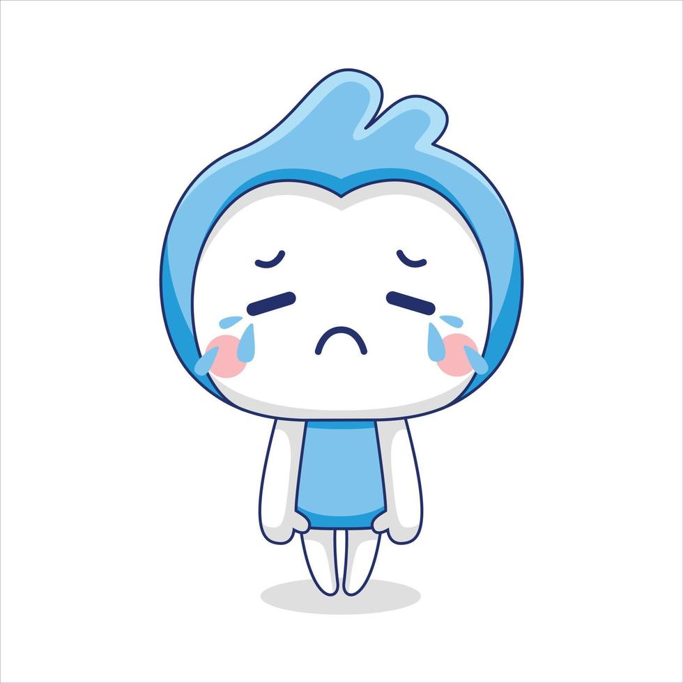 cute blue mascot character in flat design style vector