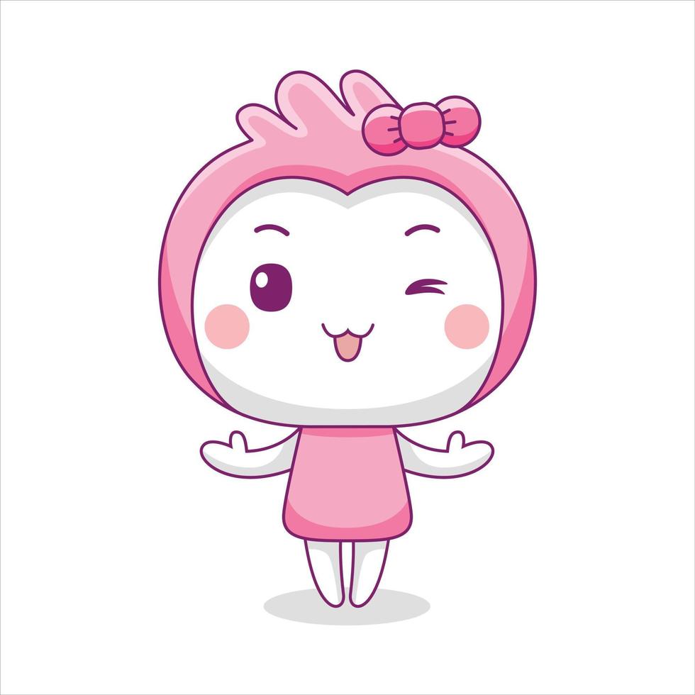 lindo personaje de mascota rosa en estilo de diseño plano vector