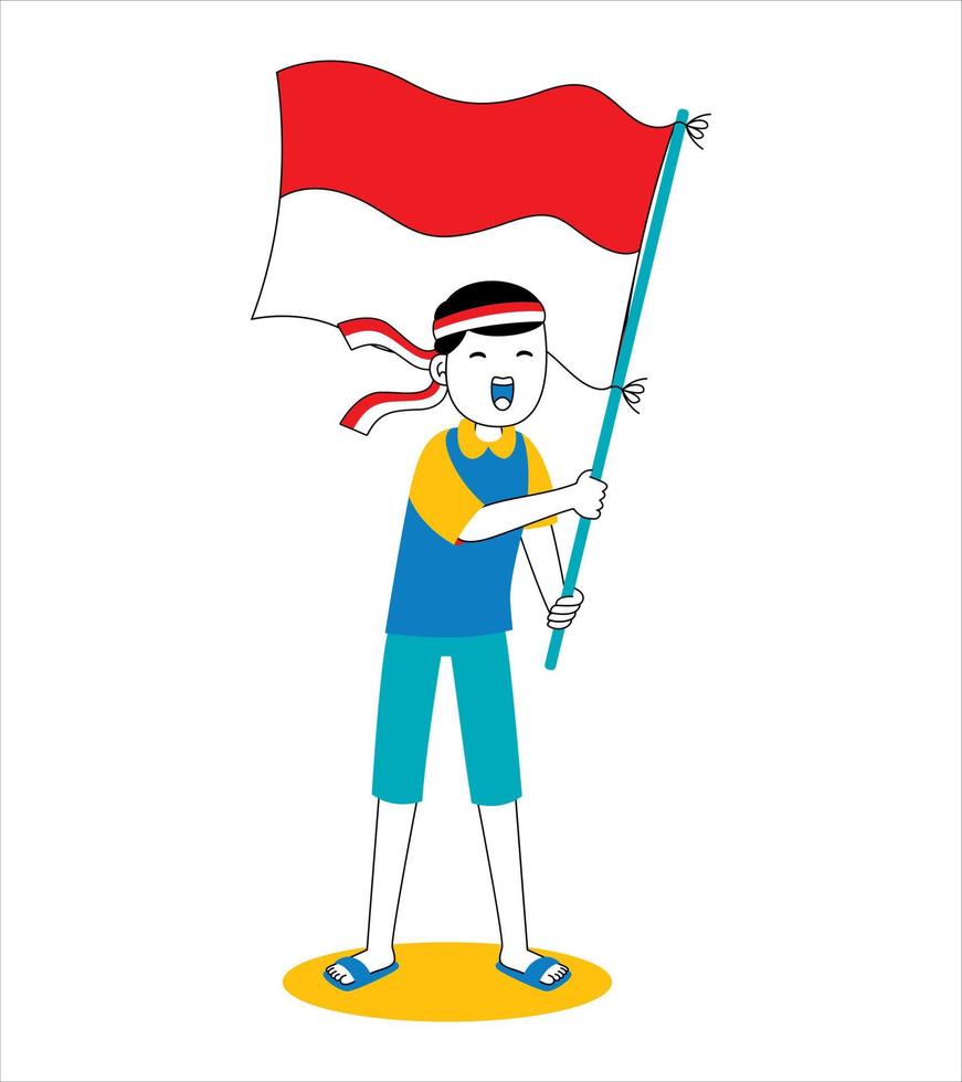 el hombre celebra el día de la independencia de indonesia vector