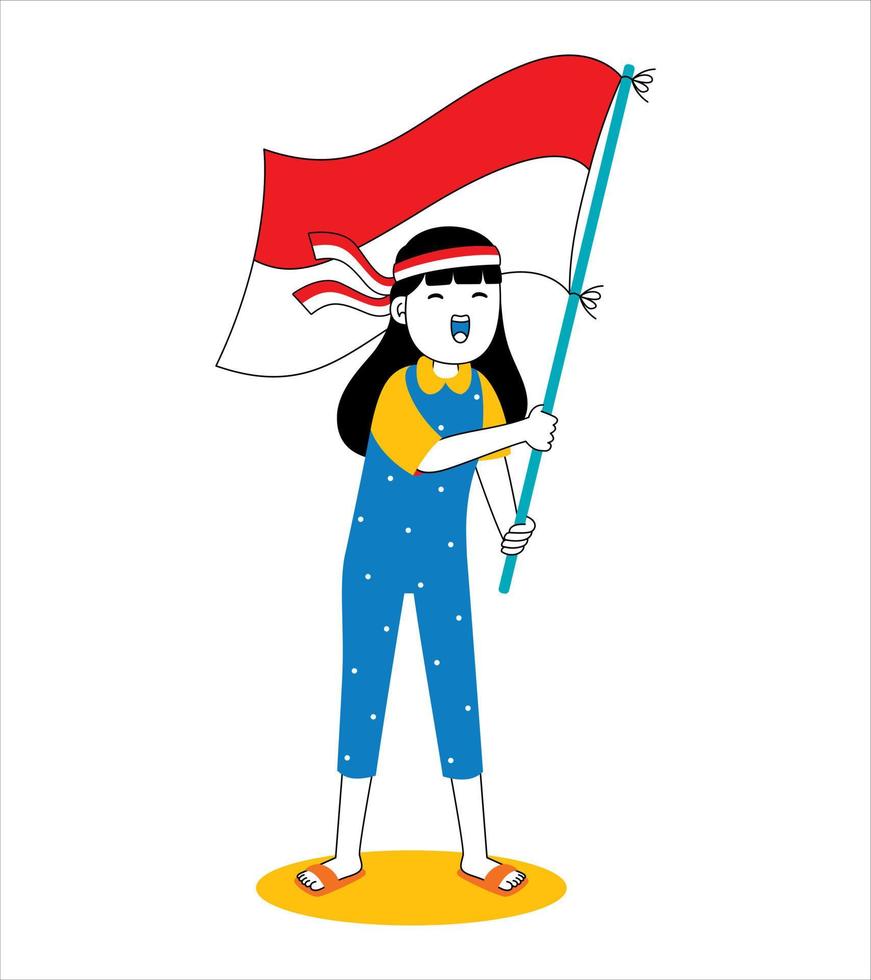 woman celebrate indonesia independence day vector