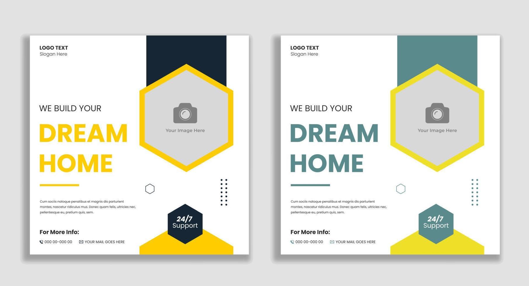 Construction handyman home repair social media and web banner vector