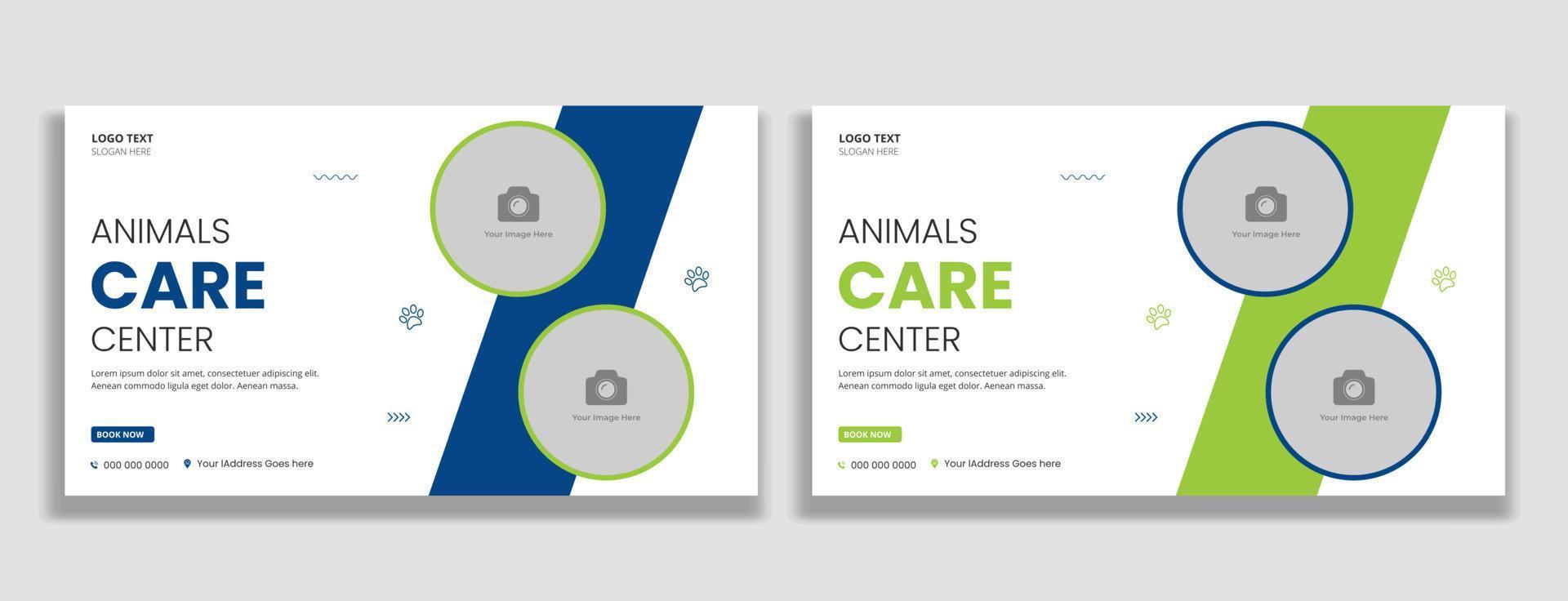 Animal care center thumbnail and web banner vector