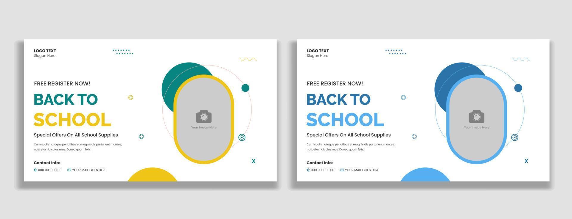 Back To School admission thumbnail and web banner template vector