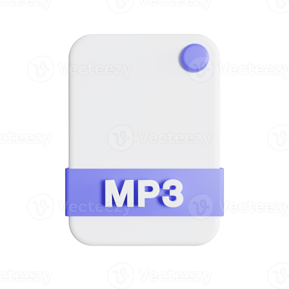 File Formats icon 3d render mp3 png