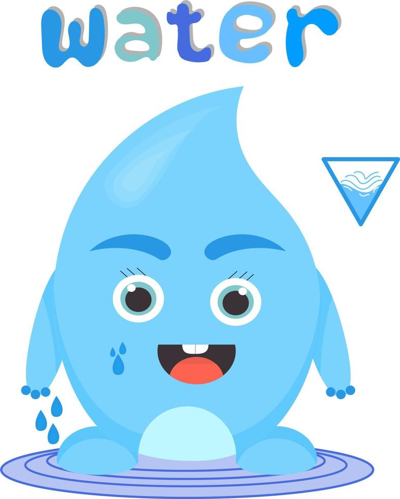 The element of nature is water. Cute monster water.  Vector cartoon illustration.