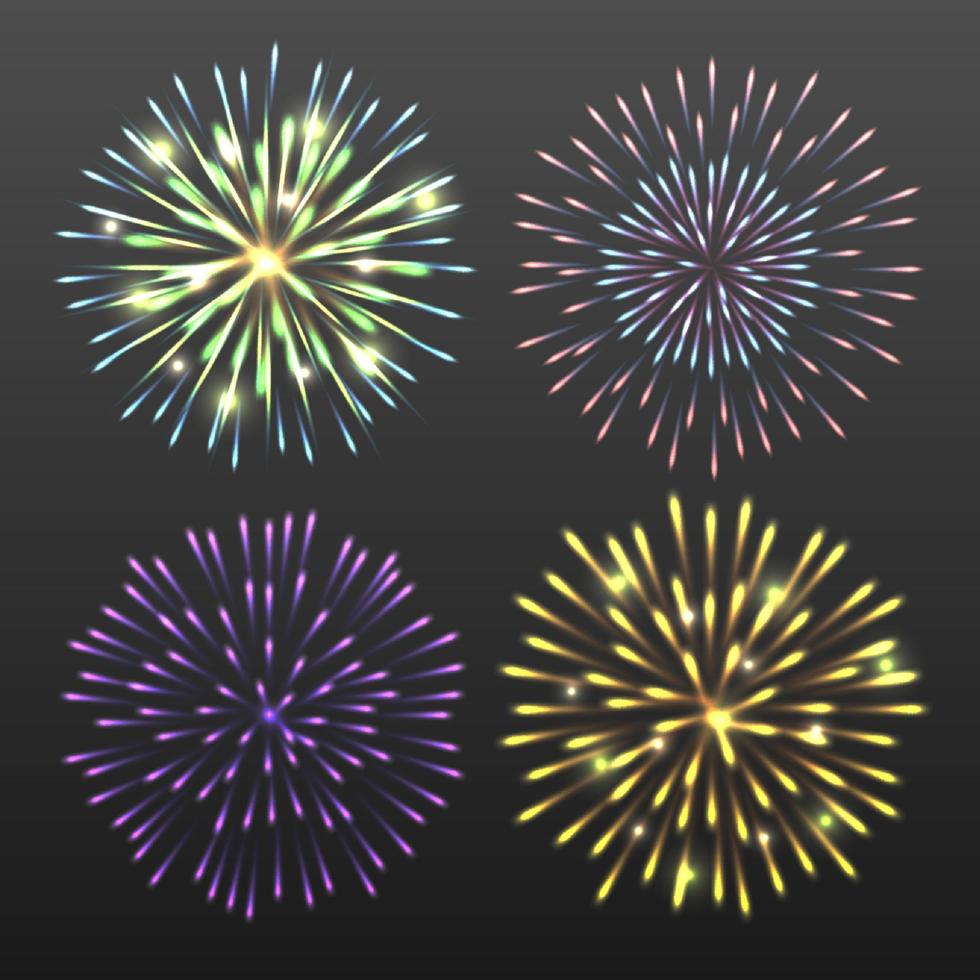 Festive firework on dark background, vector illustration