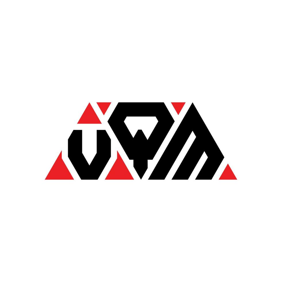 VQM triangle letter logo design with triangle shape. VQM triangle logo design monogram. VQM triangle vector logo template with red color. VQM triangular logo Simple, Elegant, and Luxurious Logo. VQM