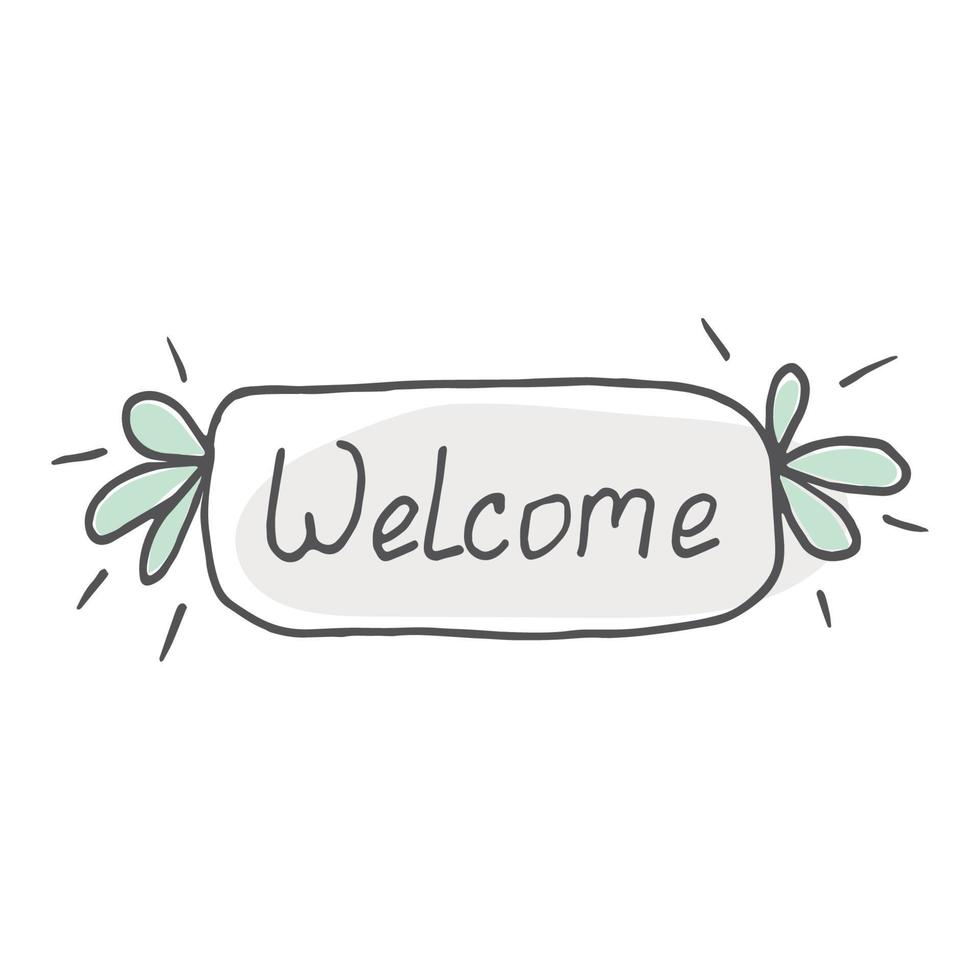 welcome in doodle style vector