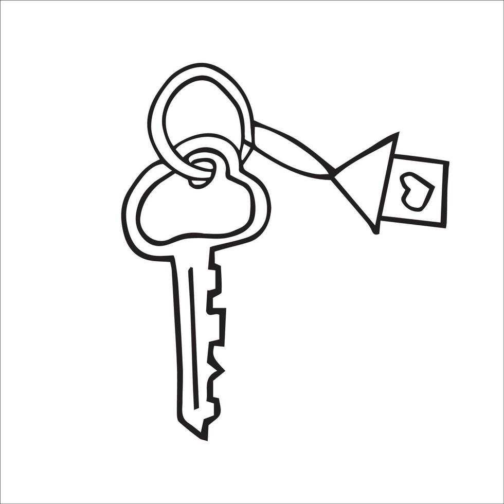 house key in doodle style vector