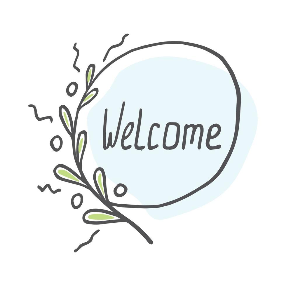 welcome in doodle style vector