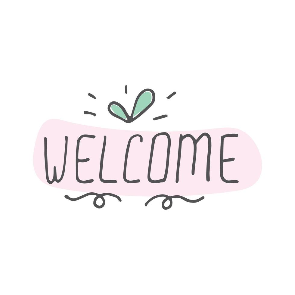 welcome in doodle style vector