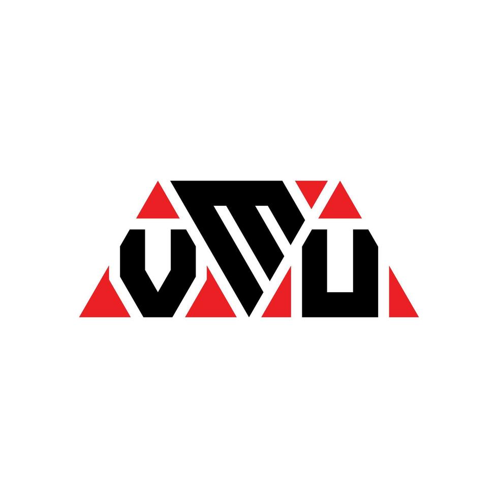 diseño de logotipo de letra triangular vmu con forma de triángulo. monograma de diseño de logotipo de triángulo vmu. plantilla de logotipo de vector de triángulo vmu con color rojo. logotipo triangular vmu logotipo simple, elegante y lujoso. vmu