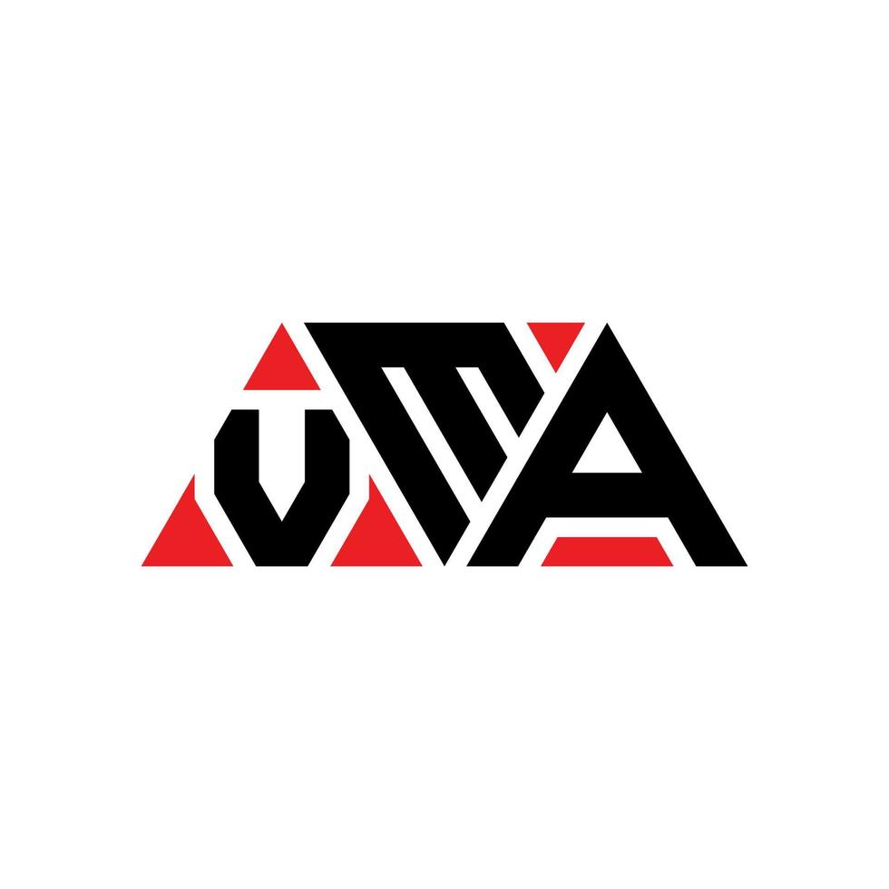 diseño de logotipo de letra triangular vma con forma de triángulo. monograma de diseño de logotipo de triángulo vma. plantilla de logotipo de vector de triángulo vma con color rojo. logotipo triangular vma logotipo simple, elegante y lujoso. vma