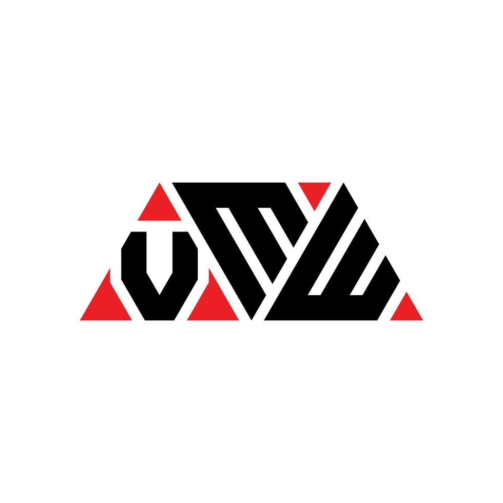 diseño de logotipo de letra triangular vmw con forma de triángulo. monograma de diseño del logotipo del triángulo vmw. plantilla de logotipo de vector de triángulo vmw con color rojo. logo triangular vmw logo simple, elegante y lujoso. vmw