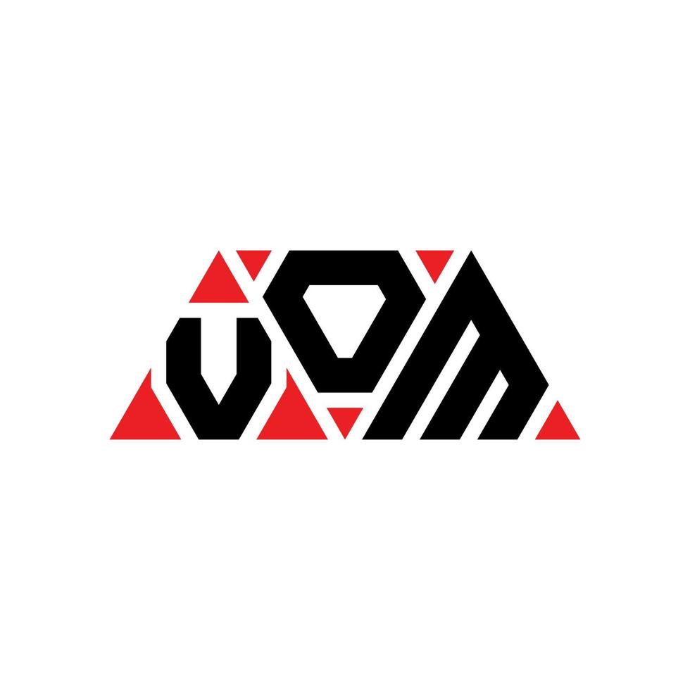 VOM triangle letter logo design with triangle shape. VOM triangle logo design monogram. VOM triangle vector logo template with red color. VOM triangular logo Simple, Elegant, and Luxurious Logo. VOM