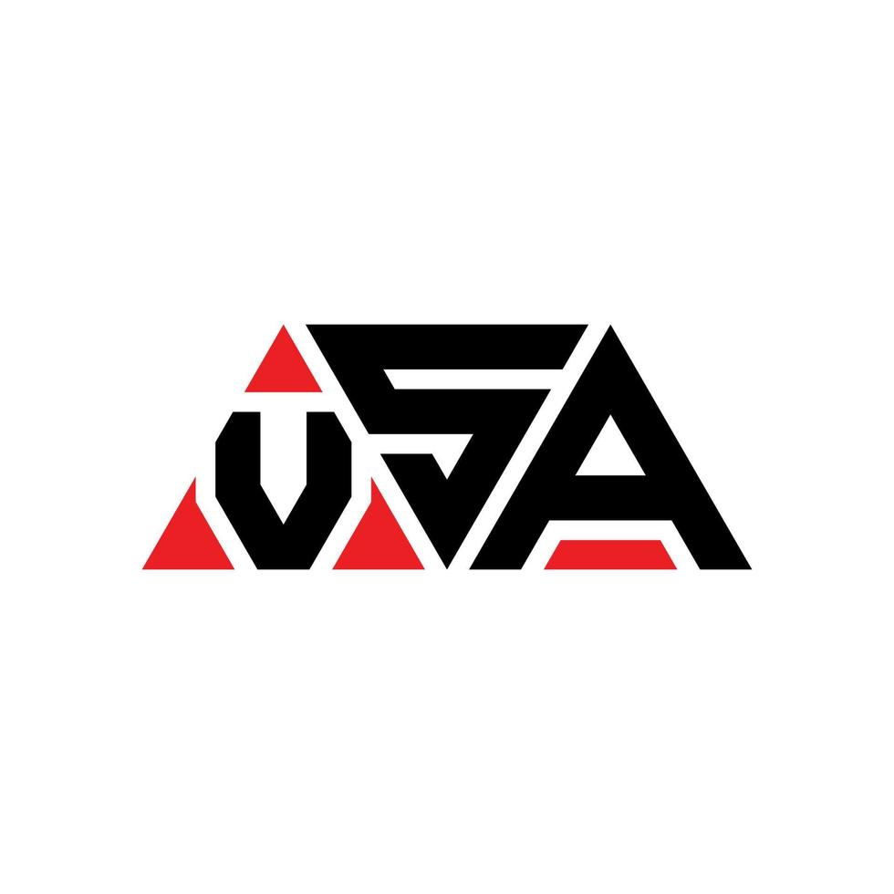 diseño de logotipo de letra de triángulo vsa con forma de triángulo. monograma de diseño del logotipo del triángulo vsa. plantilla de logotipo de vector de triángulo vsa con color rojo. logo triangular vsa logo simple, elegante y lujoso. vsa