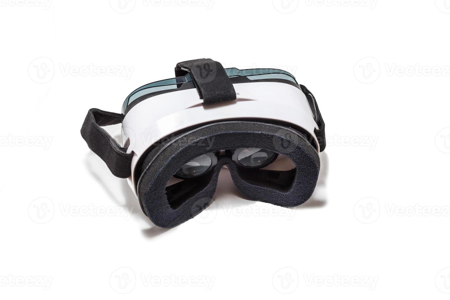 VR AR 360 virtual reality glasses cardboard for mobile phone isolated on white background. Device for watching movies for travel and entertainment in 3d space. photo