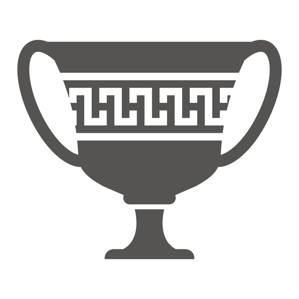 silueta de jarrón griego. ánfora antigua y olla con patrón de meandro. ilustración de glifo. loza de barro cerámico. vector