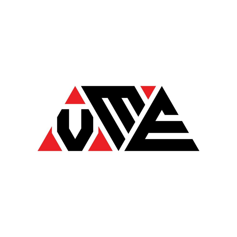 Diseño de logotipo de letra triangular vme con forma de triángulo. monograma de diseño de logotipo de triángulo vme. plantilla de logotipo de vector de triángulo vme con color rojo. logotipo triangular vme logotipo simple, elegante y lujoso. vme