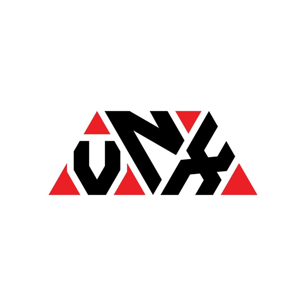 Diseño de logotipo de letra triangular vnx con forma de triángulo. monograma de diseño del logotipo del triángulo vnx. plantilla de logotipo de vector de triángulo vnx con color rojo. logotipo triangular vnx logotipo simple, elegante y lujoso. vnx