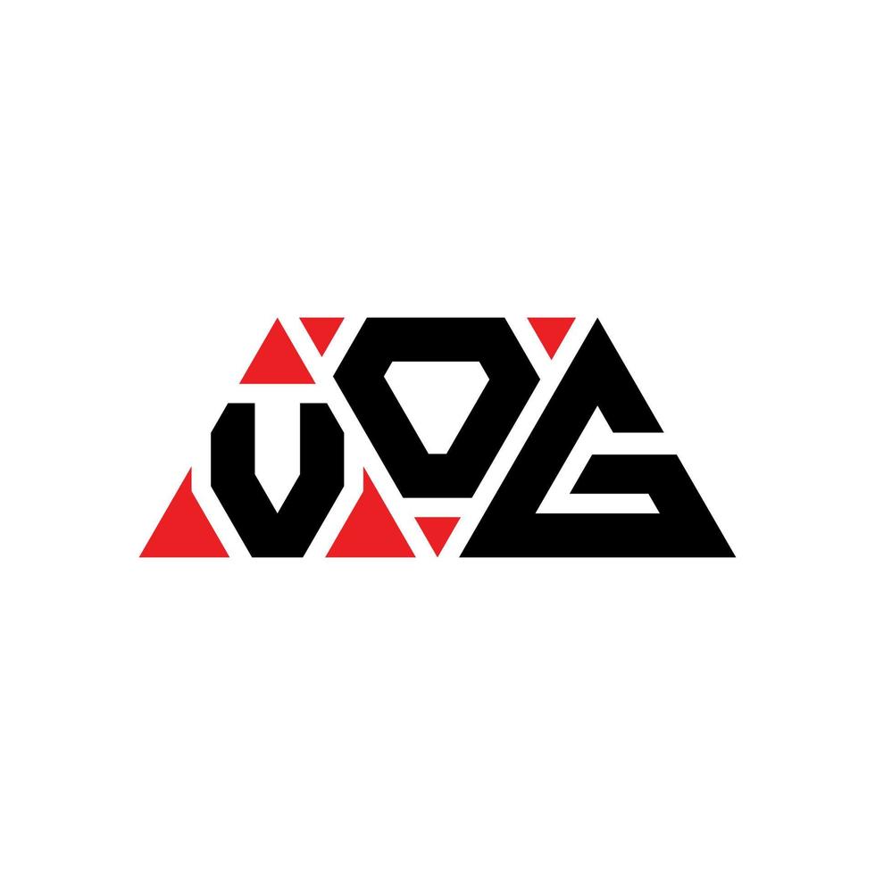 diseño de logotipo de letra de triángulo vog con forma de triángulo. monograma de diseño de logotipo de triángulo vog. plantilla de logotipo de vector de triángulo vog con color rojo. logo triangular vog logo simple, elegante y lujoso. Vog