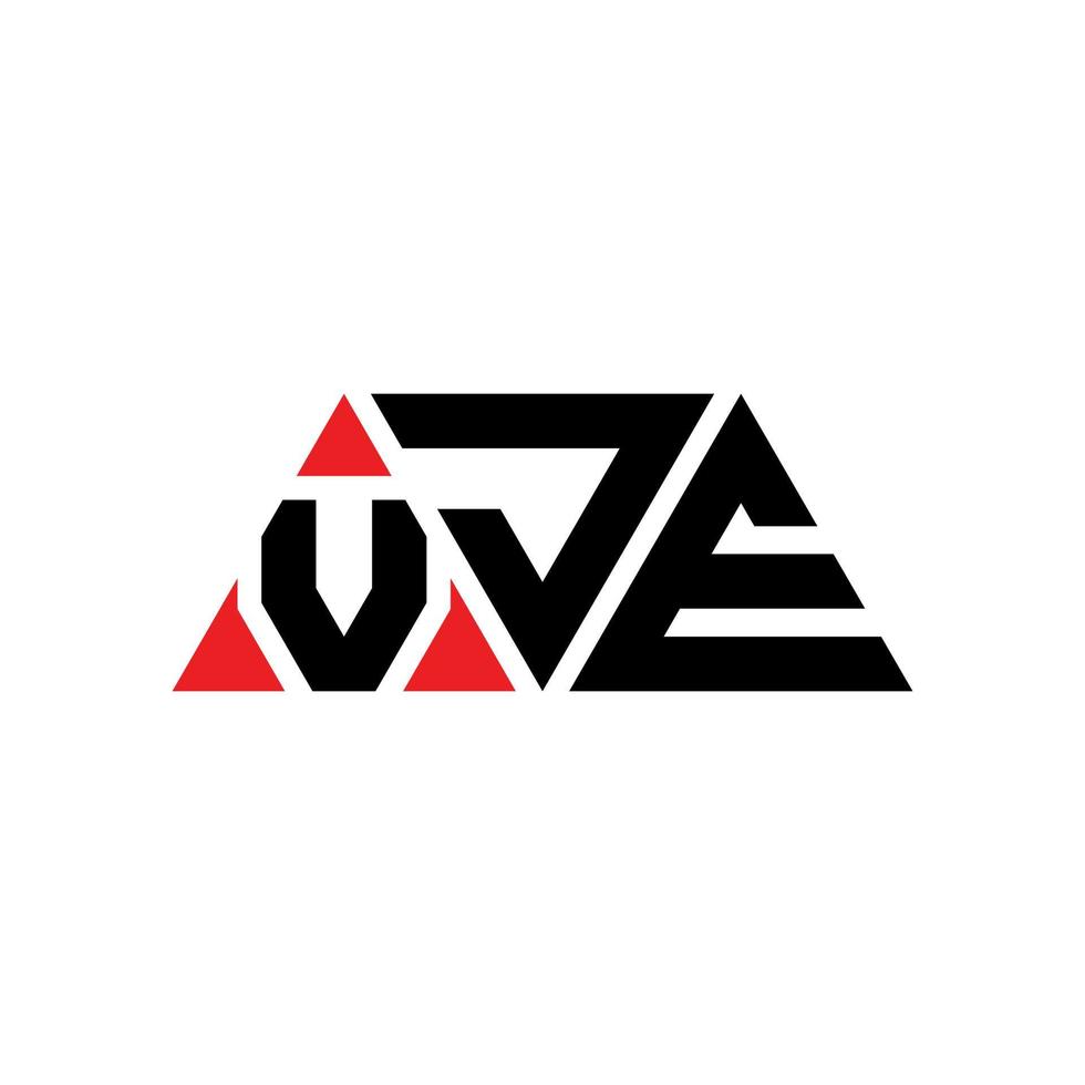 VJE triangle letter logo design with triangle shape. VJE triangle logo design monogram. VJE triangle vector logo template with red color. VJE triangular logo Simple, Elegant, and Luxurious Logo. VJE