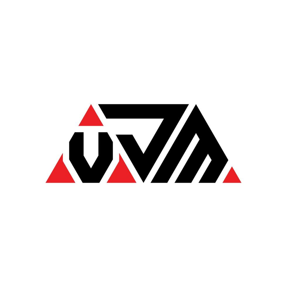 VJM triangle letter logo design with triangle shape. VJM triangle logo design monogram. VJM triangle vector logo template with red color. VJM triangular logo Simple, Elegant, and Luxurious Logo. VJM