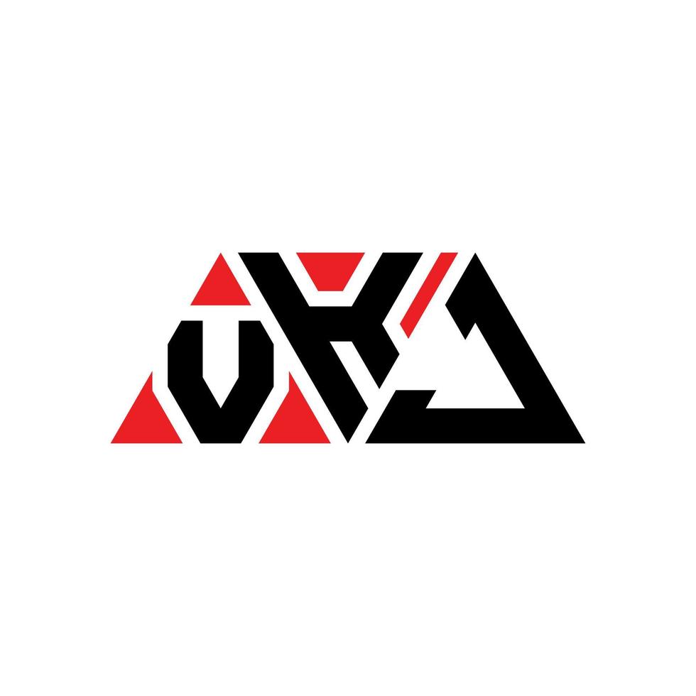 Diseño de logotipo de letra triangular vkj con forma de triángulo. monograma de diseño de logotipo de triángulo vkj. plantilla de logotipo de vector de triángulo vkj con color rojo. logotipo triangular vkj logotipo simple, elegante y lujoso. vkj