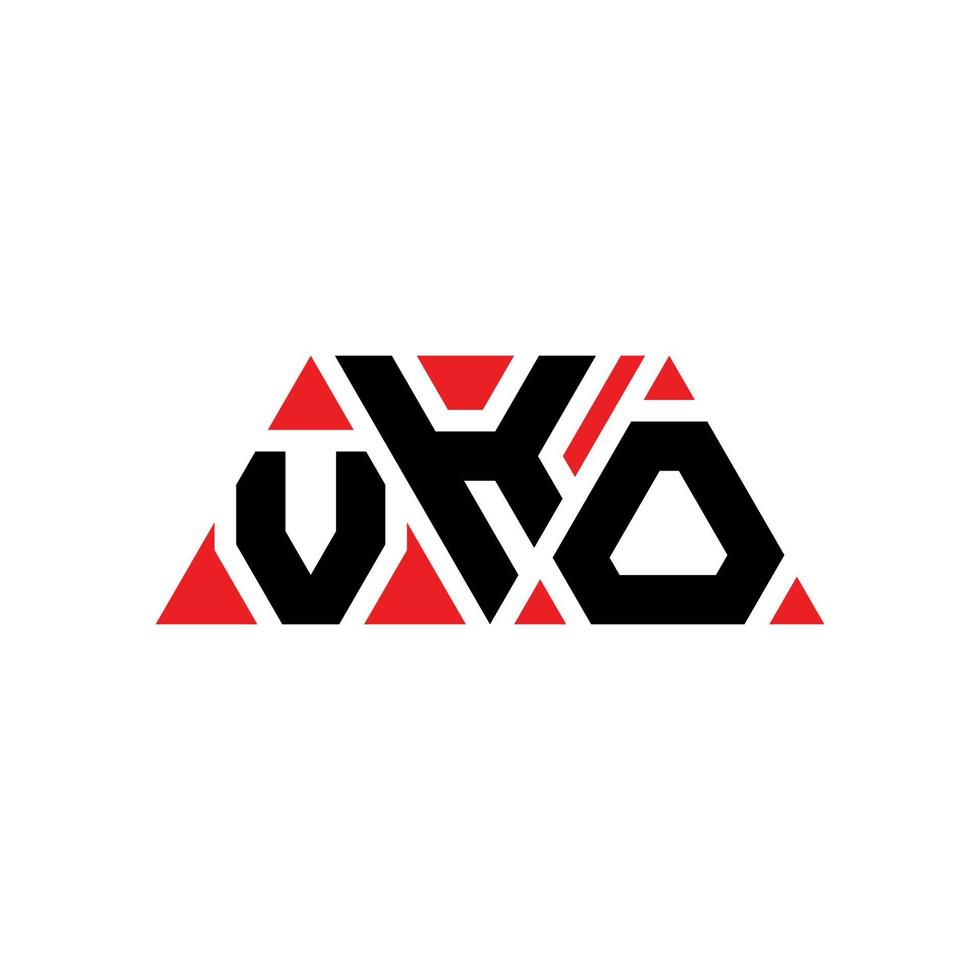 diseño de logotipo de letra triangular vko con forma de triángulo. monograma de diseño de logotipo de triángulo vko. plantilla de logotipo de vector de triángulo vko con color rojo. logotipo triangular vko logotipo simple, elegante y lujoso. vko