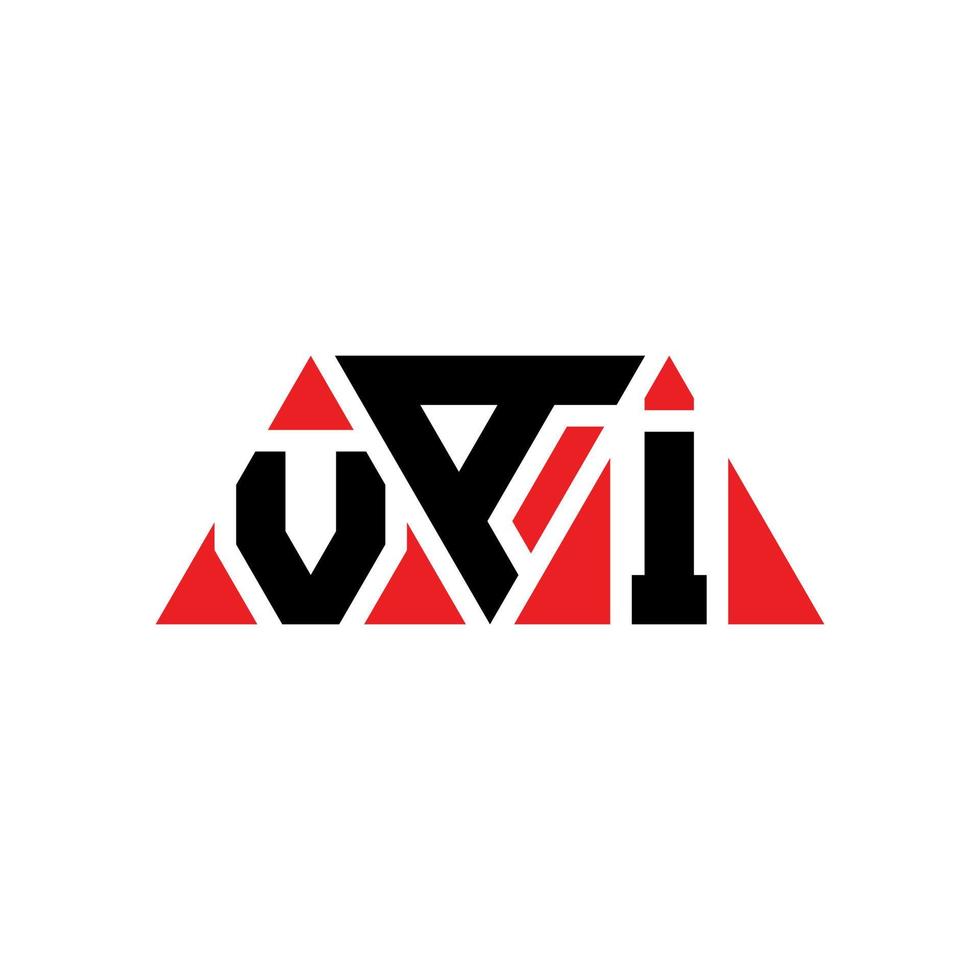 VAI triangle letter logo design with triangle shape. VAI triangle logo design monogram. VAI triangle vector logo template with red color. VAI triangular logo Simple, Elegant, and Luxurious Logo. VAI