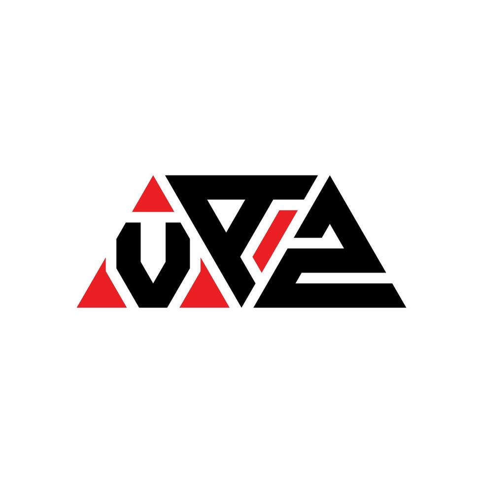 VAZ triangle letter logo design with triangle shape. VAZ triangle logo design monogram. VAZ triangle vector logo template with red color. VAZ triangular logo Simple, Elegant, and Luxurious Logo. VAZ