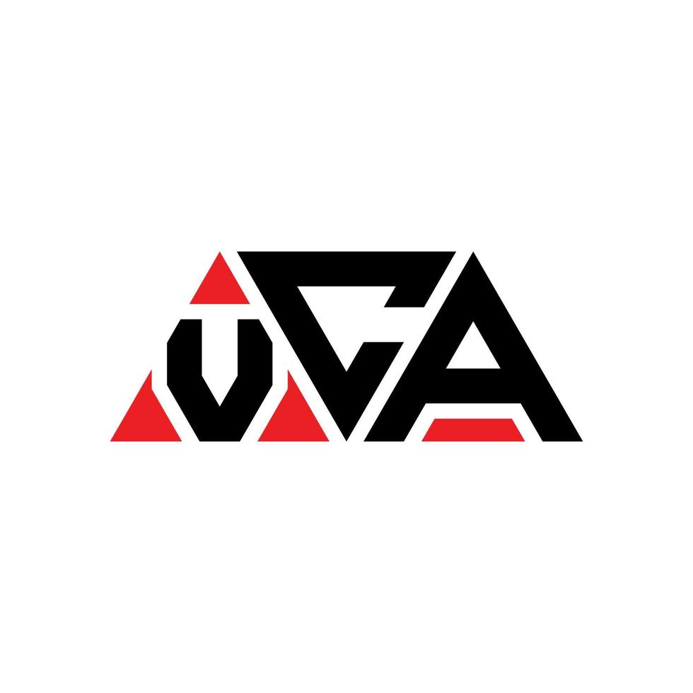 diseño de logotipo de letra triangular vca con forma de triángulo. monograma de diseño de logotipo de triángulo vca. plantilla de logotipo de vector de triángulo vca con color rojo. logotipo triangular vca logotipo simple, elegante y lujoso. vca