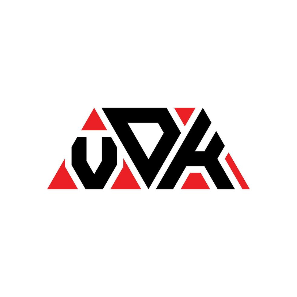 Diseño de logotipo de letra de triángulo vdk con forma de triángulo. monograma de diseño de logotipo de triángulo vdk. plantilla de logotipo de vector de triángulo vdk con color rojo. logotipo triangular vdk logotipo simple, elegante y lujoso. vdk