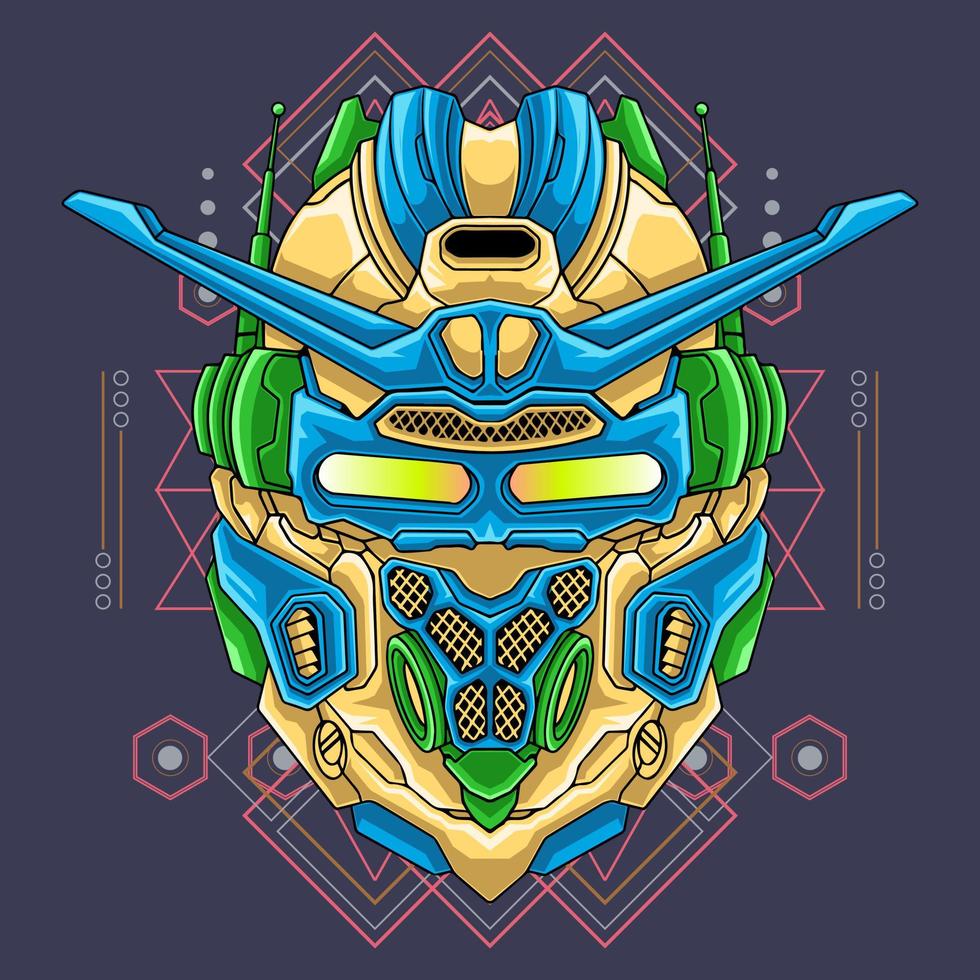 Head warrior robot illustration vector