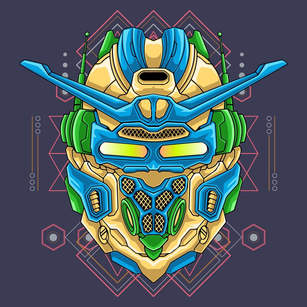 Head warrior robot illustration vector