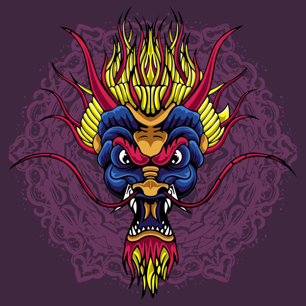 Dragon vector art illustration head design