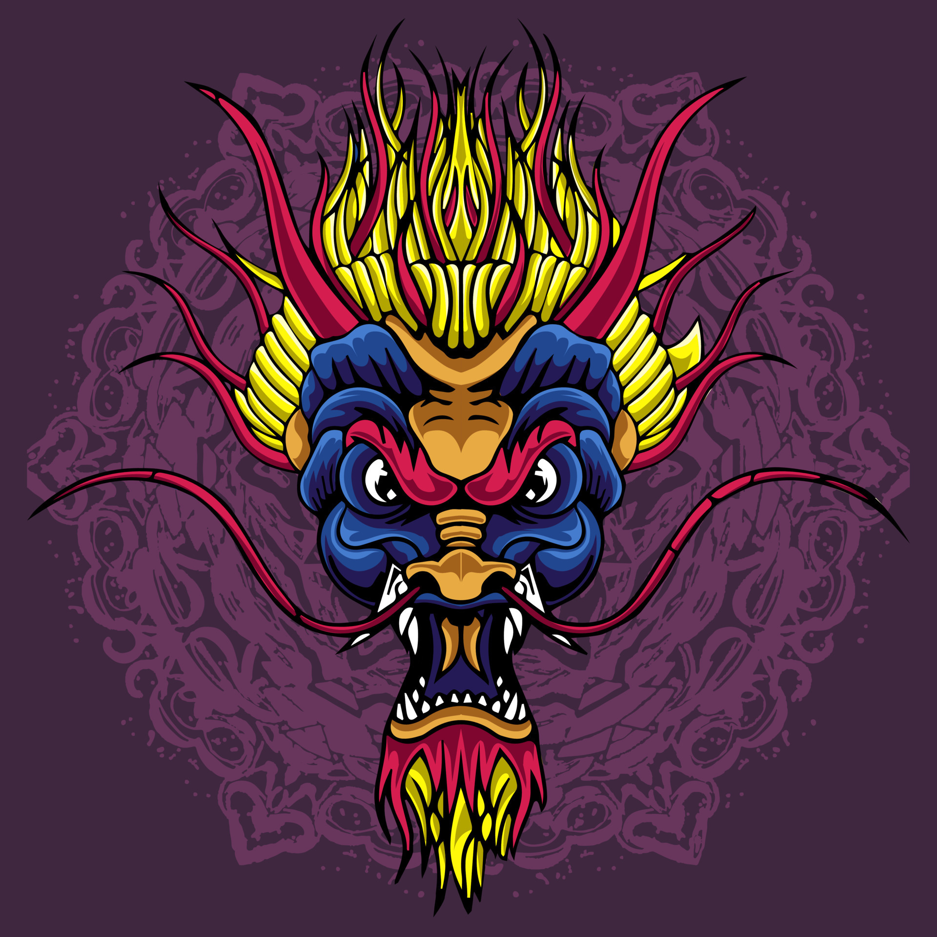 Dragon vector art illustration head design 9828813 Vector Art at Vecteezy