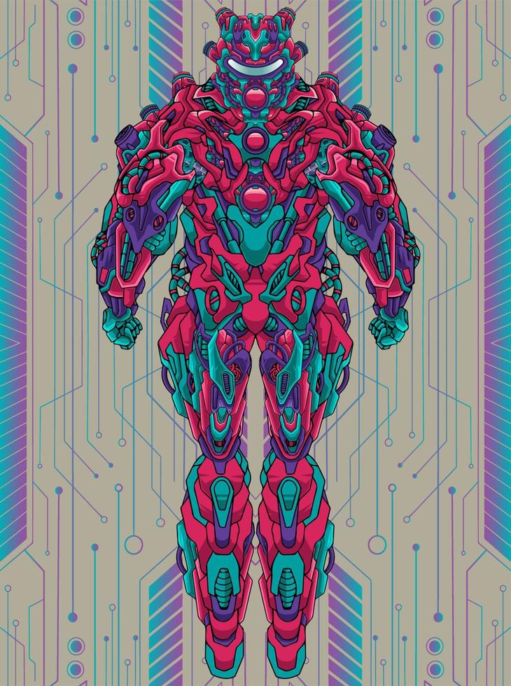 Illustration soldier mecha body robot vector