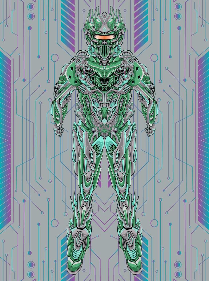 ilustración personaje mecha robot cuerpo completo vector