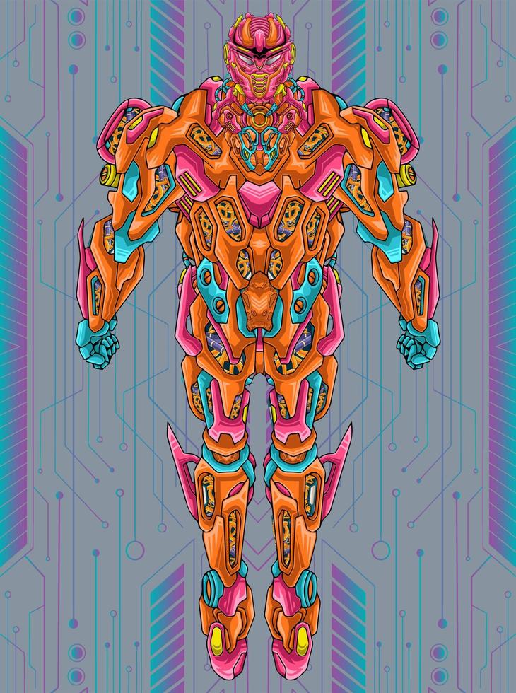 Robot body armor mecha soldier illustration vector