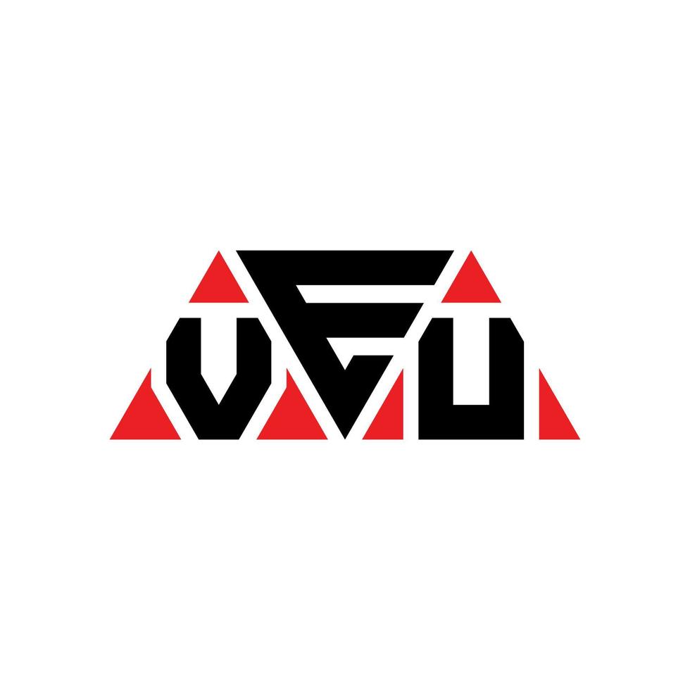 VEU triangle letter logo design with triangle shape. VEU triangle logo design monogram. VEU triangle vector logo template with red color. VEU triangular logo Simple, Elegant, and Luxurious Logo. VEU