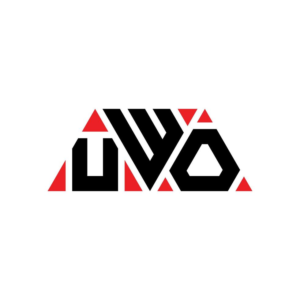 UWO triangle letter logo design with triangle shape. UWO triangle logo design monogram. UWO triangle vector logo template with red color. UWO triangular logo Simple, Elegant, and Luxurious Logo. UWO