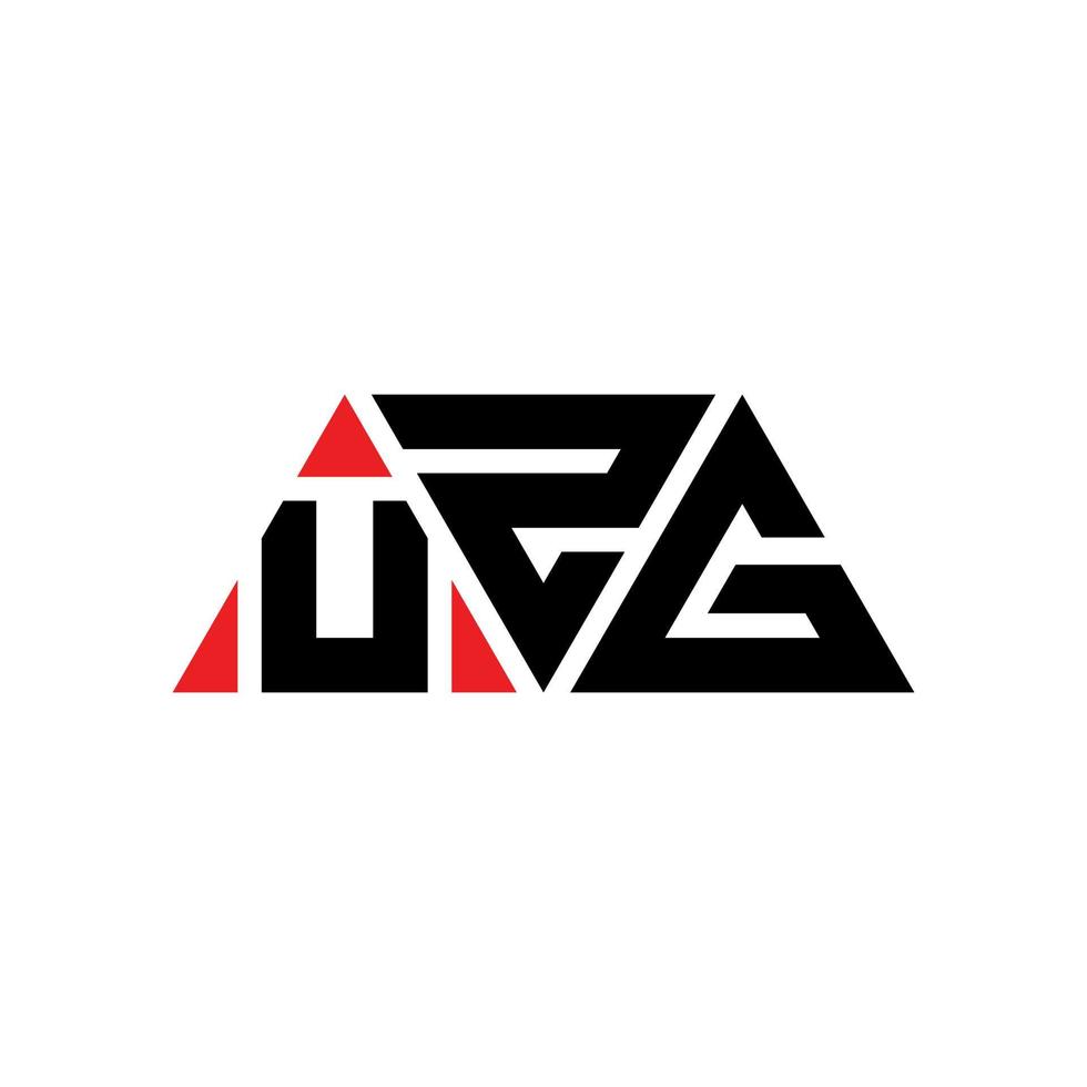 UZG triangle letter logo design with triangle shape. UZG triangle logo design monogram. UZG triangle vector logo template with red color. UZG triangular logo Simple, Elegant, and Luxurious Logo. UZG