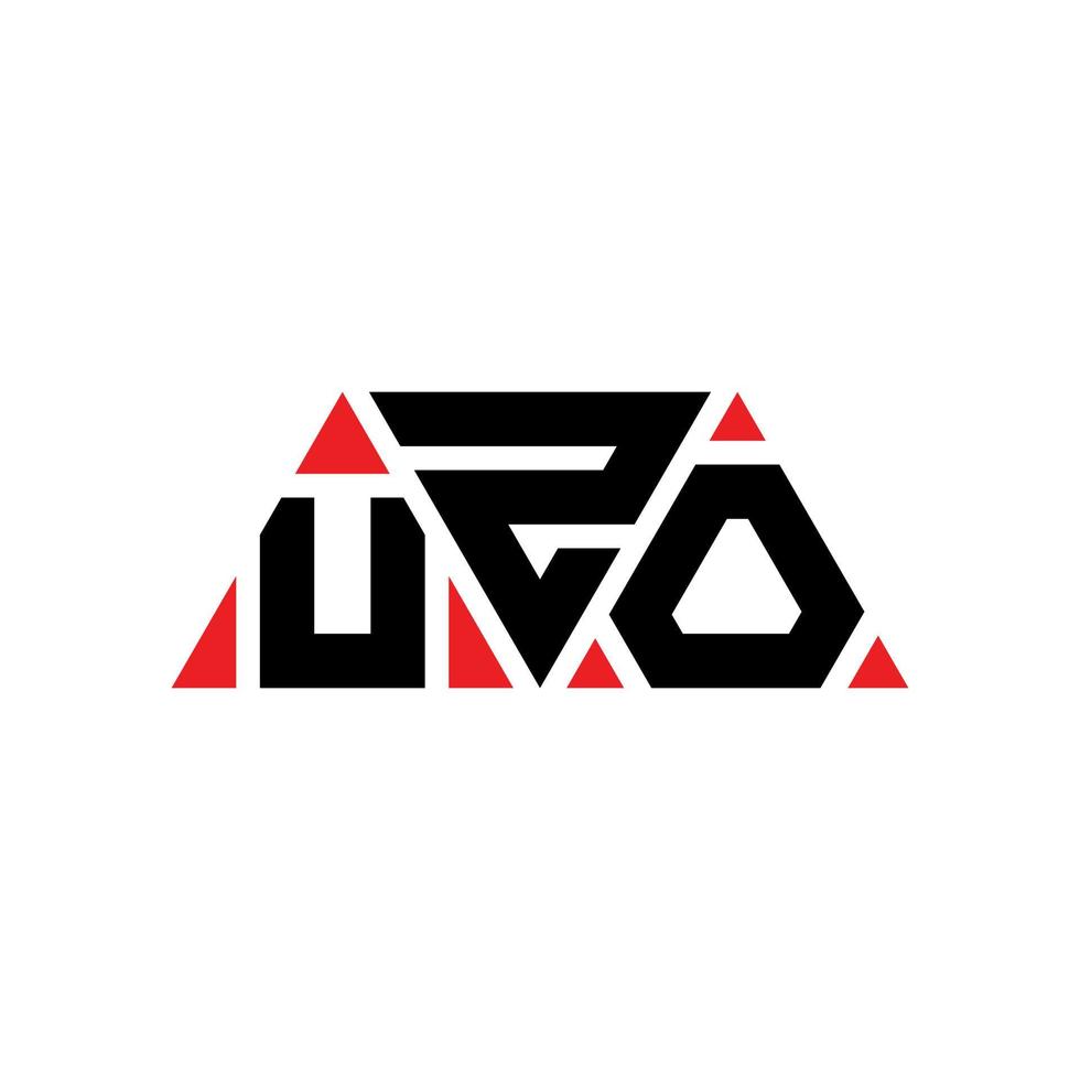 UZO triangle letter logo design with triangle shape. UZO triangle logo design monogram. UZO triangle vector logo template with red color. UZO triangular logo Simple, Elegant, and Luxurious Logo. UZO