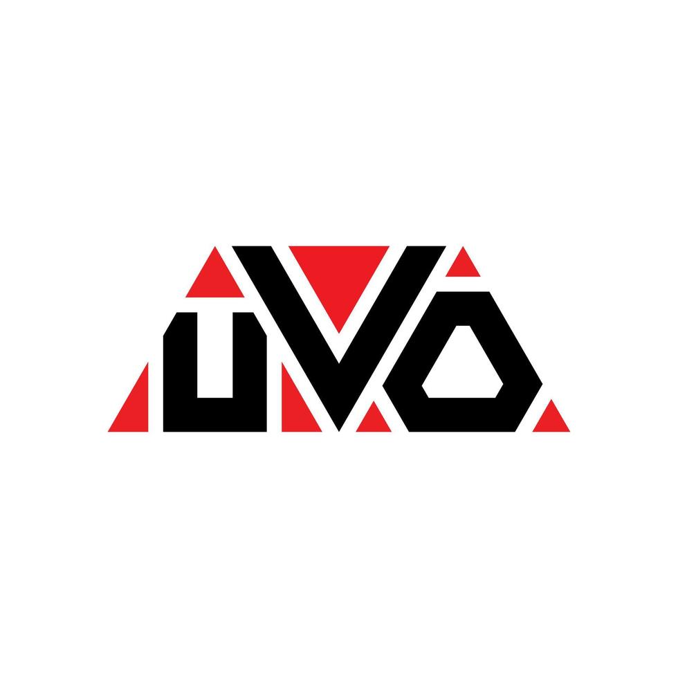 UVO triangle letter logo design with triangle shape. UVO triangle logo design monogram. UVO triangle vector logo template with red color. UVO triangular logo Simple, Elegant, and Luxurious Logo. UVO