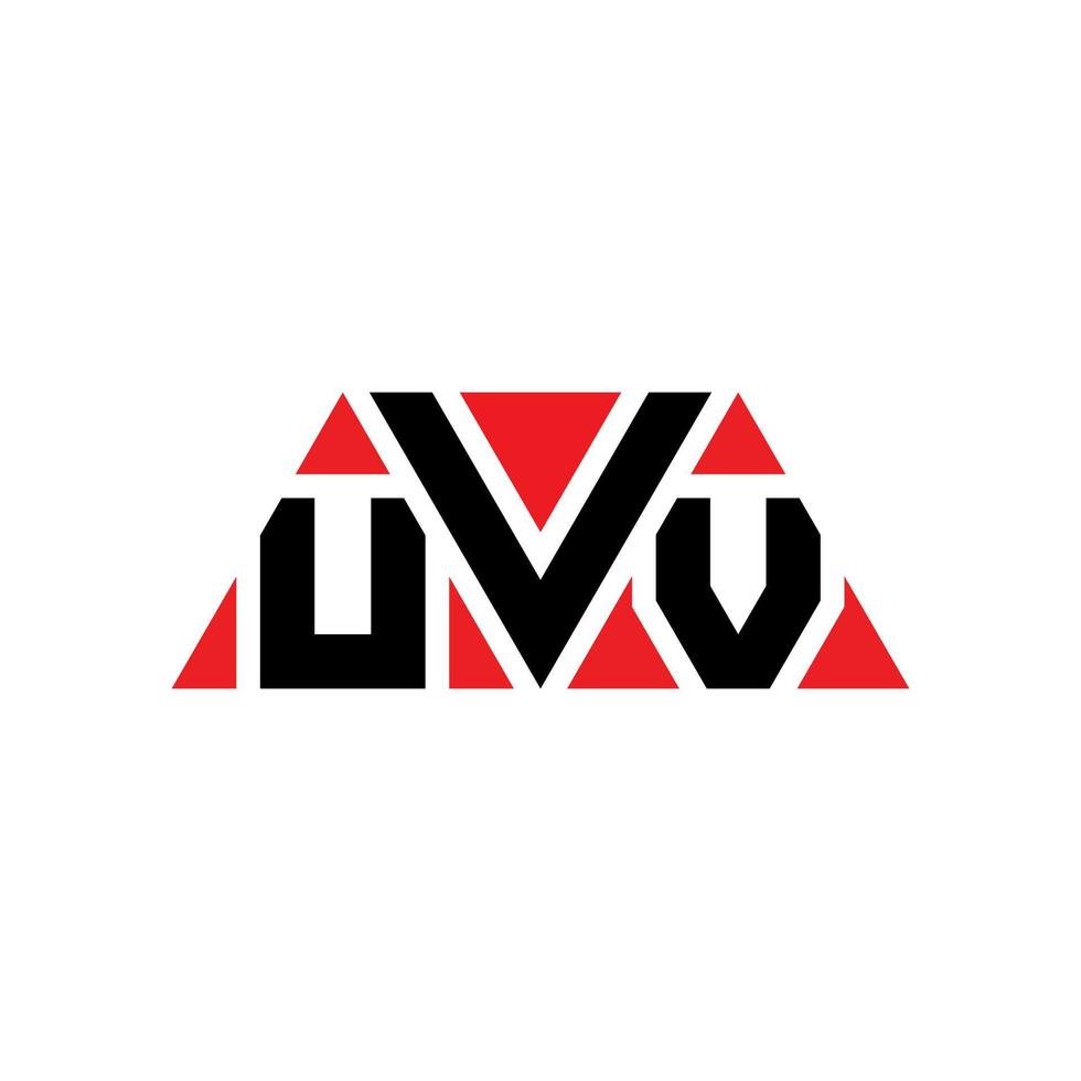 UVV triangle letter logo design with triangle shape. UVV triangle logo design monogram. UVV triangle vector logo template with red color. UVV triangular logo Simple, Elegant, and Luxurious Logo. UVV