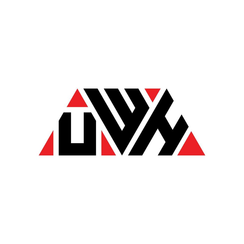 UWH triangle letter logo design with triangle shape. UWH triangle logo design monogram. UWH triangle vector logo template with red color. UWH triangular logo Simple, Elegant, and Luxurious Logo. UWH